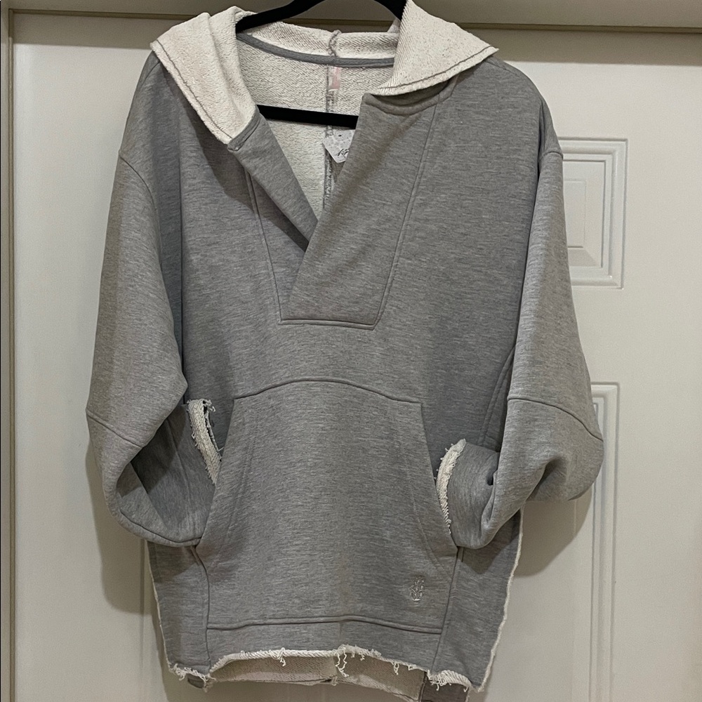 FP Movement by Free People Gray Hoodie with Cream Sherpa Lining